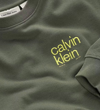 Calvin Klein Sweatshirt - Relaxed Back Print - Thyme Green m. Gu