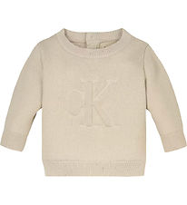 Calvin Klein Bluse - strik - Monogram - Whitecap Gray Calvin Klein Bluse - strik - Monogram - Whitecap Gray