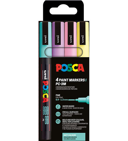 Posca Tuscher - PC-3M - 4 stk. - Afdæmpede farver Posca Tuscher - PC-3M - 4 stk. - Afdæmpede farver