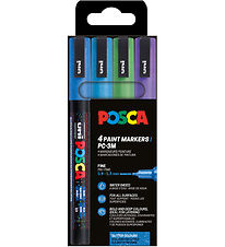Posca Tuscher - PC-3M - 4 stk. - Blå/Grøn/Lilla m. Glimmer Posca Tuscher - PC-3M - 4 stk. - Blå/Grøn/Lilla m. Glimmer