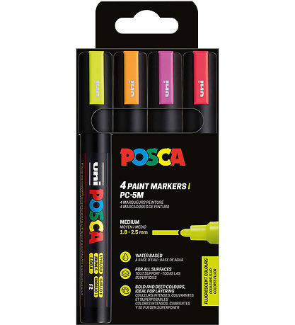 Posca Tuscher - PC-5M - 4 stk. - Neon Posca Tuscher - PC-5M - 4 stk. - Neon