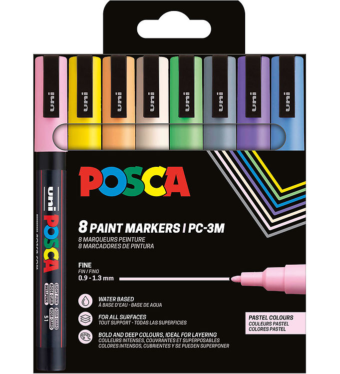 Posca Tuscher - PC-3M - 8 stk. - Pastelfarver