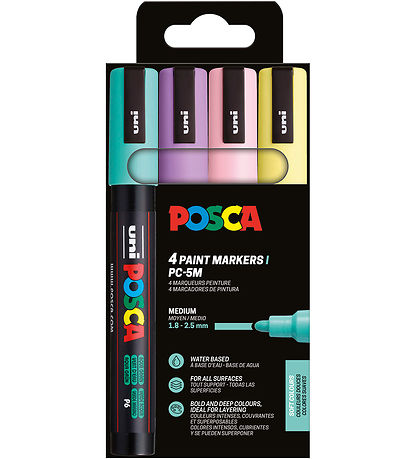 Posca Tuscher - PC-5M - 4 stk. - Afdæmpede farver Posca Tuscher - PC-5M - 4 stk. - Afdæmpede farver