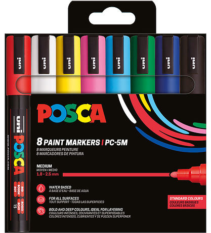Posca Tuscher - PC-5M - 8 stk. - Multifarvet