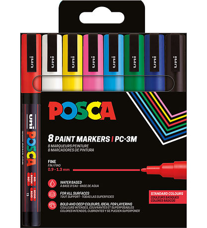 Posca Tuscher - PC-3M - 8 stk. - Multifarvet