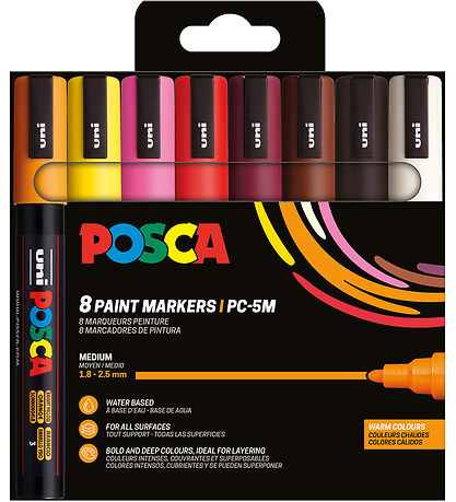 Posca Tuscher - PC-5M - 8 stk. - Multifarvet
