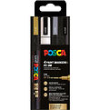 Posca Tuscher - PC-3M - 4 stk. - Guld/Hvid/Sølv/Sort Posca Tuscher - PC-3M - 4 stk. - Guld/Hvid/Sølv/Sort