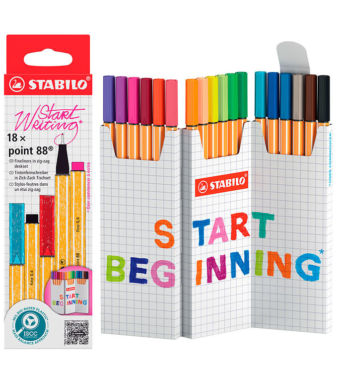 Fineliner Stabilo Tusch Point 88 18 Ass Farver Zig-Zag Æske