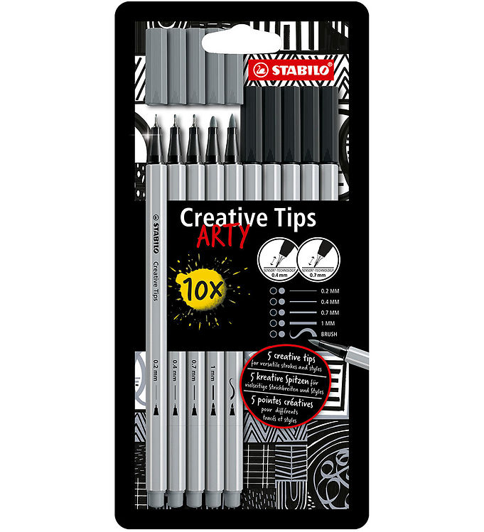 Stabilo Tuscher - Creative Tips Arty - 10 stk. - Sort/Grå
