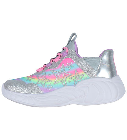 Skechers sko m. Lys - Unicorn Dreams - Silver/Multi