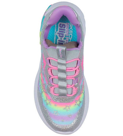 Skechers sko m. Lys - Unicorn Dreams - Silver/Multi