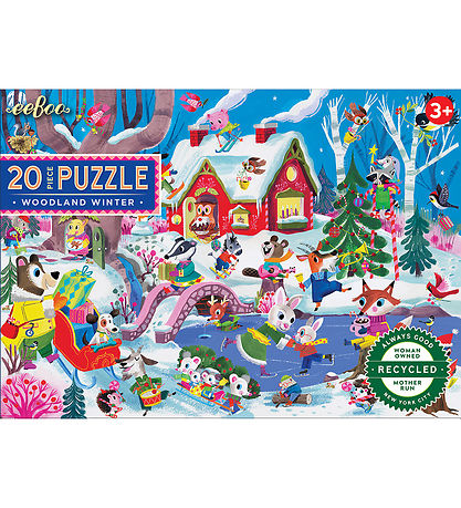 Eeboo Puslespil - 20 Brikker - 28x38 cm - Woodland Winter