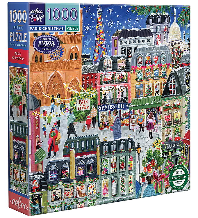Eeboo Puslespil - 1000 Brikker - 58,4x58,4 cm - Paris Christmas