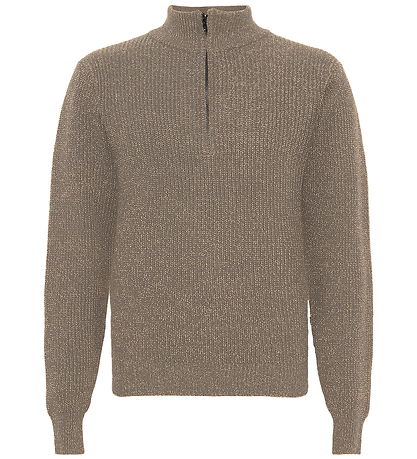 Grunt Bluse m. Lynlås - Strik - GrTone - Nature Melange Grunt Bluse m. Lynlås - Strik - GrTone - Nature Melange