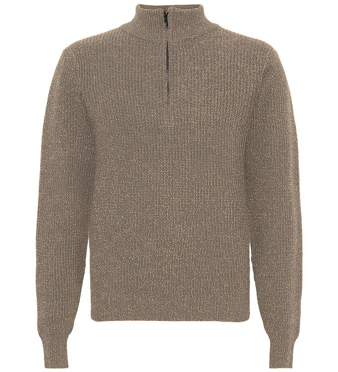 Grunt Bluse m. Lynlås - Strik - GrTone - Nature Melange
