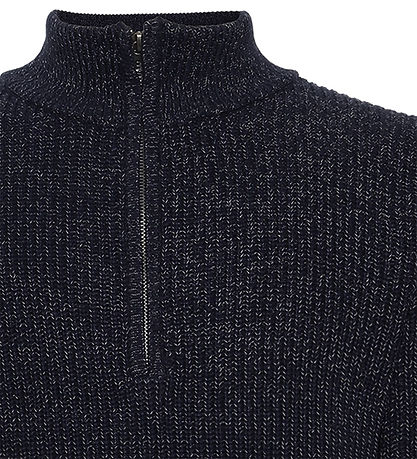 Grunt Bluse m. Lynlås- Strik - GrTone - Navy Melange Grunt Bluse m. Lynlås- Strik - GrTone - Navy Melange