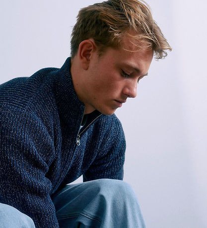 Grunt Bluse m. Lynlås- Strik - GrTone - Navy Melange