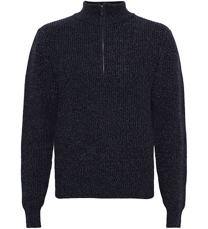 Grunt Bluse m. Lynlås- Strik - GrTone - Navy Melange Grunt Bluse m. Lynlås- Strik - GrTone - Navy Melange