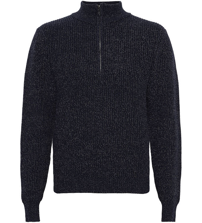 Grunt Bluse m. Lynlås- Strik - GrTone - Navy Melange