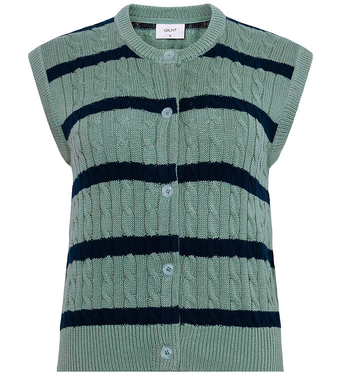 Grunt Vest - Strik - GrLine - Dust Green/Navy