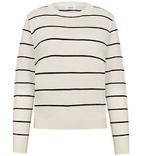 Grunt Bluse - Strik - GrFerro - Off White Stripe Grunt Bluse - Strik - GrFerro - Off White Stripe
