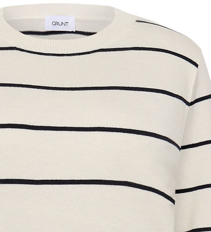 Grunt Bluse - Strik - GrFerro - Off White Stripe Grunt Bluse - Strik - GrFerro - Off White Stripe