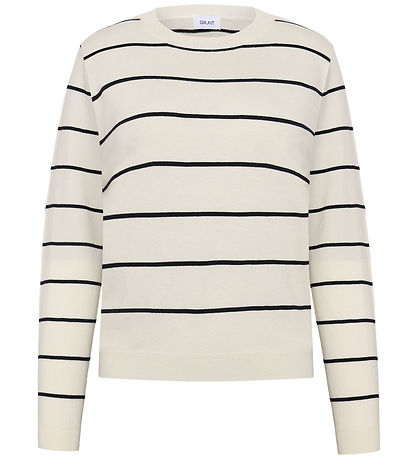 Grunt Bluse - Strik - GrFerro - Off White Stripe Grunt Bluse - Strik - GrFerro - Off White Stripe