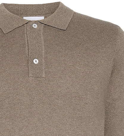 Grunt Polobluse - Strik - GrHam - Nature Melange Grunt Polobluse - Strik - GrHam - Nature Melange