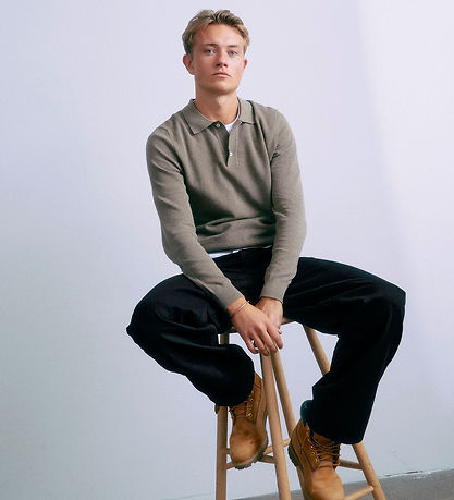 Grunt Polobluse - Strik - GrHam - Nature Melange Grunt Polobluse - Strik - GrHam - Nature Melange