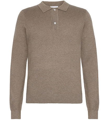 Grunt Polobluse - Strik - GrHam - Nature Melange Grunt Polobluse - Strik - GrHam - Nature Melange