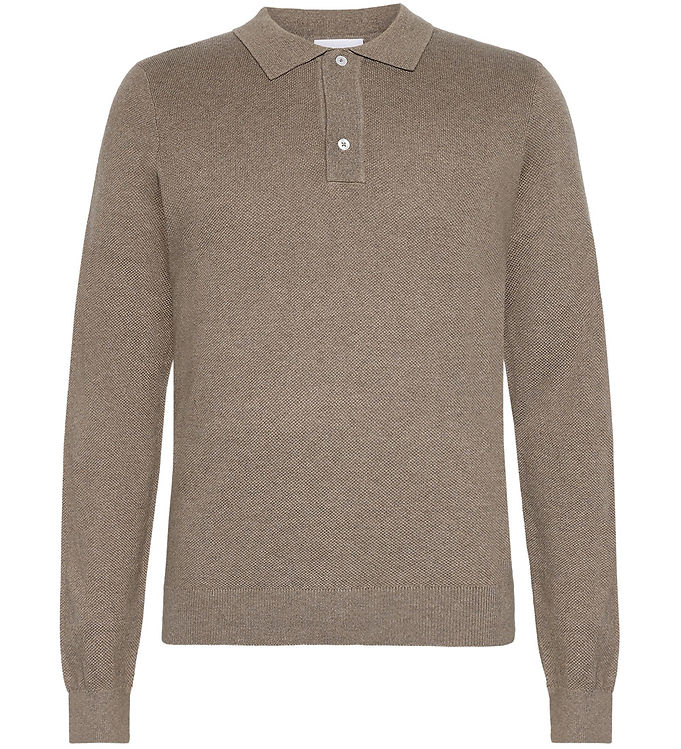 Grunt Polobluse - Strik - GrHam - Nature Melange