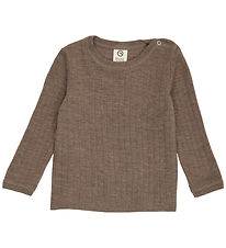 Müsli Bluse - Rib - Uld - Walnut Melange Müsli Bluse - Rib - Uld - Walnut Melange