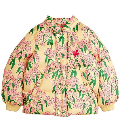 Mini Rodini Dynejakke - Alpine Flowers - Gul Mini Rodini Dynejakke - Alpine Flowers - Gul