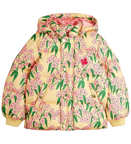 Mini Rodini Dynejakke - Alpine Flowers - Gul Mini Rodini Dynejakke - Alpine Flowers - Gul