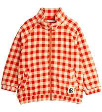 Mini Rodini Fleecejakke - Gingham - Rød/Hvidternet Mini Rodini Fleecejakke - Gingham - Rød/Hvidternet