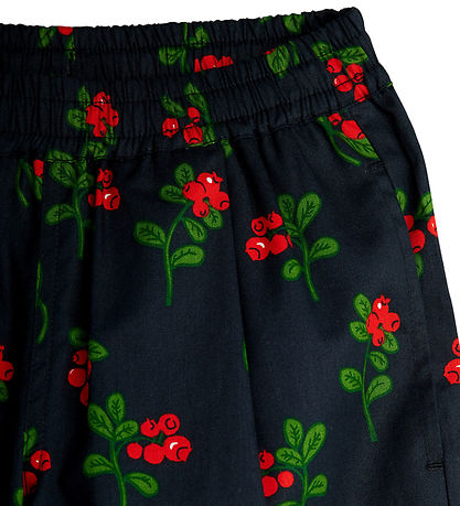 Mini Rodini Bukser - Sort m. Tyttebær