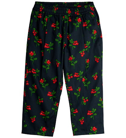 Mini Rodini Bukser - Sort m. Tyttebær