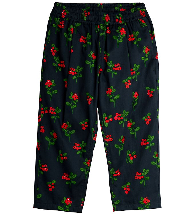 Mini Rodini Bukser - Sort m. Tyttebær