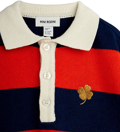Mini Rodini Bluse - Strik - Rugby - Rød/Blå/Hvid