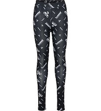 Hummel Leggings - hmlJR Gym - Sort/Hvid m. logo Hummel Leggings - hmlJR Gym - Sort/Hvid m. logo