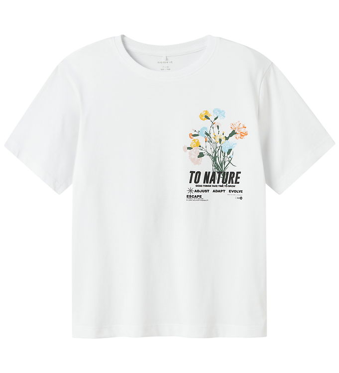 Name It T-shirt - NkmLaurel - Bright White m. Blomster