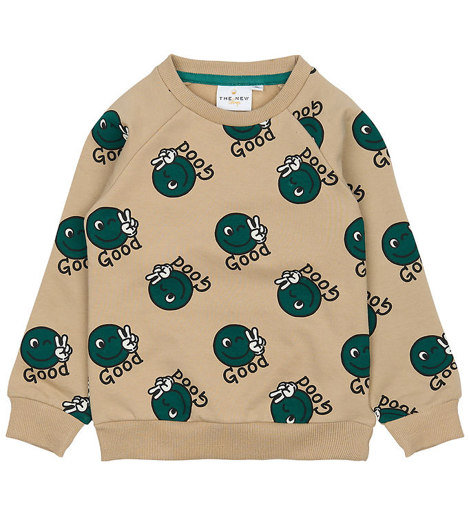 The New Siblings Sweatshirt Humus Med Smiley Print - Str. 2y 92cm
