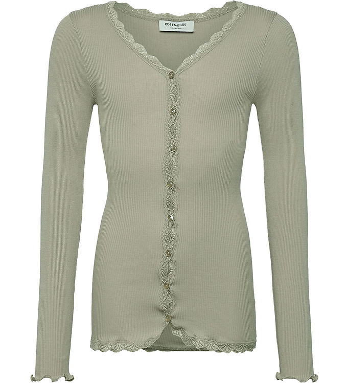 Rosemunde Cardigan - Rib - Balta - Abbey Stone m. Blonder