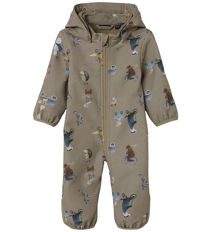 Name It Softshelldragt m. Fleece - NbnAlfa08 - Silver Mink/GO