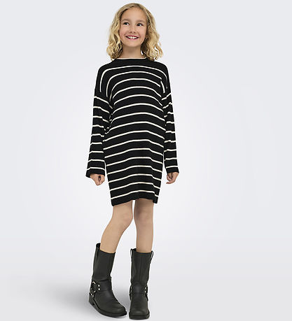 Kids Only Kjole - Strik - Rib - KogIbi - Black/Whitecap Grey Kids Only Kjole - Strik - Rib - KogIbi - Black/Whitecap Grey