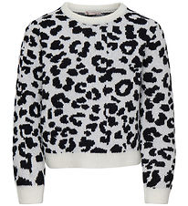 Kids Only Bluse - Uld - Strik - KogDora - Birch/Black Leo Kids Only Bluse - Uld - Strik - KogDora - Birch/Black Leo