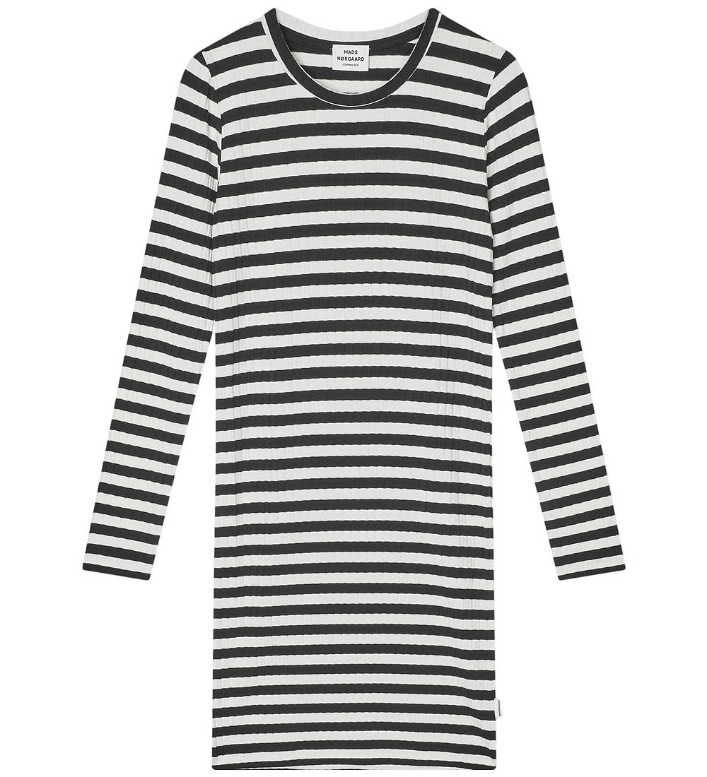 Mads Nørgaard Kleid - Rib - Stripe Dubina - Schwarz/Vanilla Ice - Mads Nørgaard - 12 Jahre (152) - Kleider