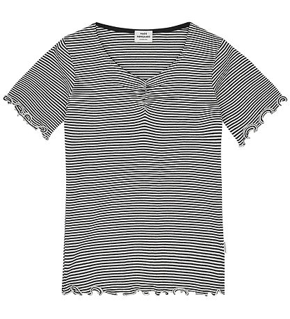 Mads Nørgaard T-shirt - Rib - Stripe Tiki - Sort/Vanilla Ice