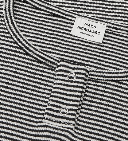 Mads Nørgaard Bluse - Rib - Stripe Tala - Sort/Vanilla Ice