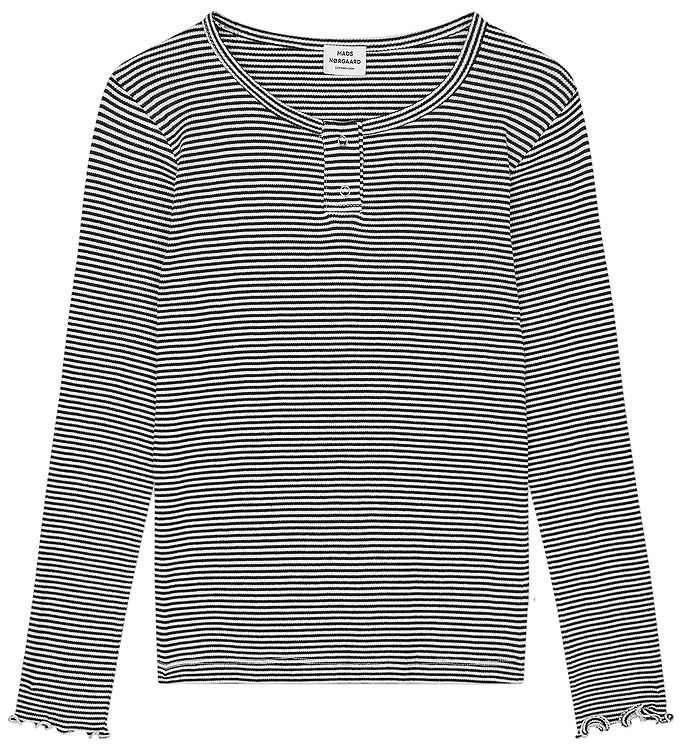 Mads Nørgaard Bluse - Rib - Stripe Tala - Sort/Vanilla Ice